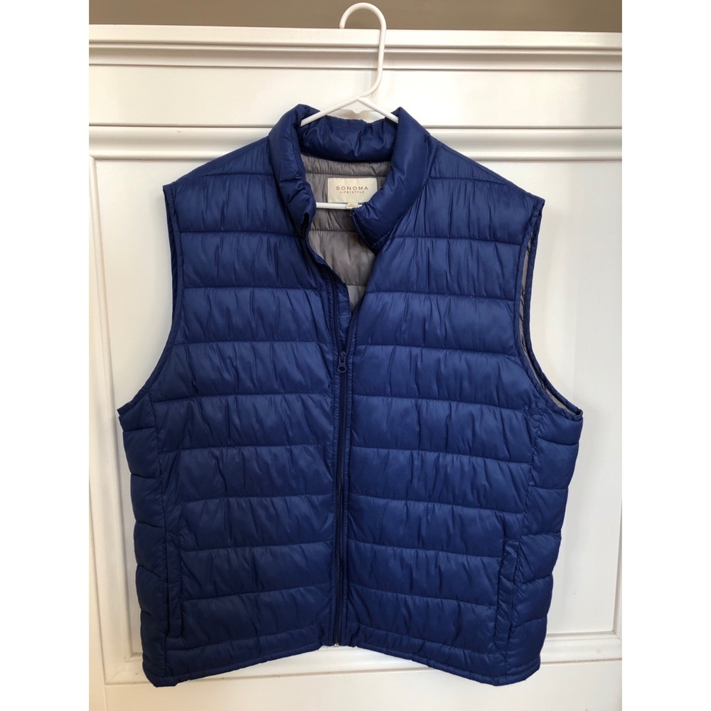 Men Blue Puffer Vest XL
